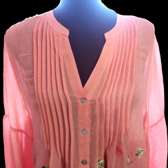 Hope Springs Boho Blouse Size XL, Plus Size Woman, XL Embroidered Retro Blouse - Picture 11 of 16